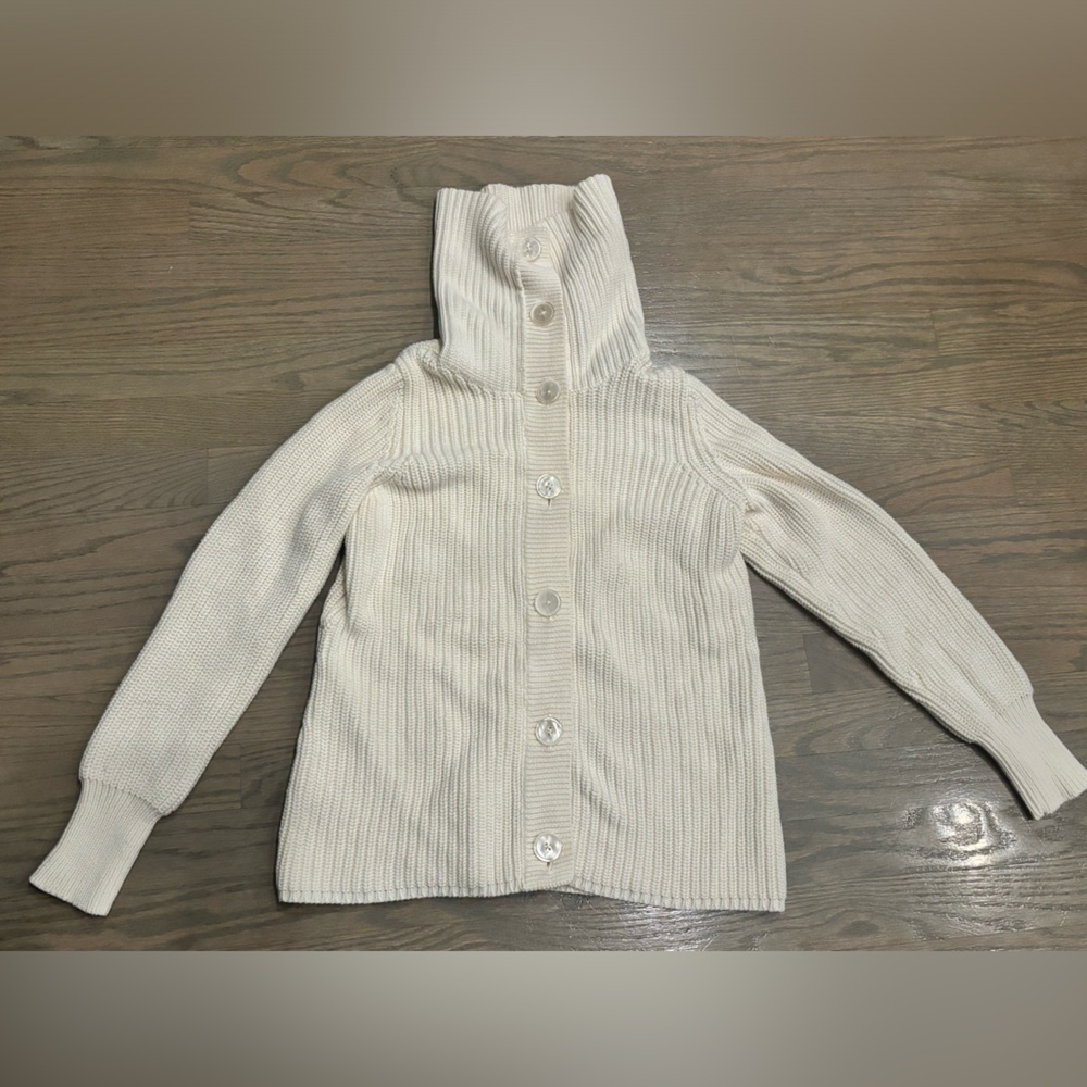 Talbots 100% Cotton White Knit Button Down Cardigan Womens SP Petites
